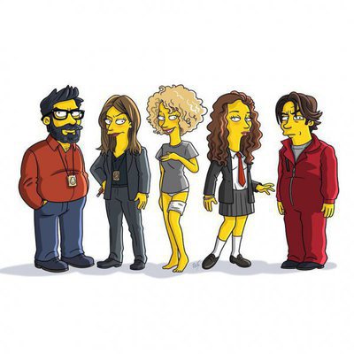 Los policías y algunos rehenes de 'La Casa de Papel' en su versión simpsonizada
