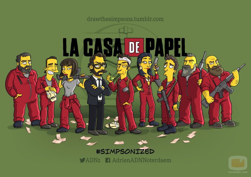 Los atracadores de 'La Casa de Papel', simpsonizados