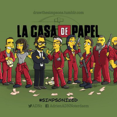 Los atracadores de 'La Casa de Papel', simpsonizados