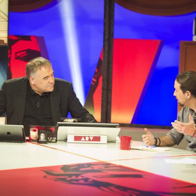 Antonio García Ferreras junto a Pablo Iglesias, en 'Al rojo vivo'