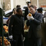 Gary Sinise (Mac Taylor) examina una naranja en 'CSI: Nueva York'
