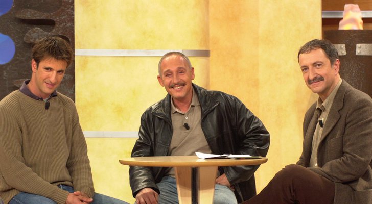 El ganador de 'Supervivientes 2001', Freddy, y el finalista Amate con Paco Lobatón