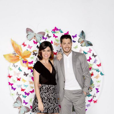 Nando Escribano y Núria Marín en el quinto aniversario de 'Cazamariposas' muy felices