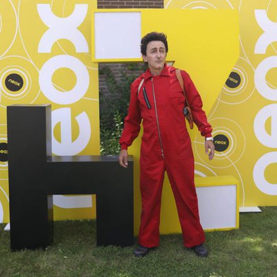 David Fernández caracterizado de 'La Casa de Papel' en la presentación de 'Homo Zapping'