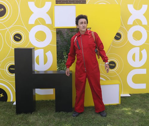 David Fernández caracterizado de 'La Casa de Papel' en la presentación de 'Homo Zapping'