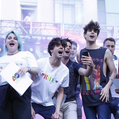 Los pregoneros del Orgullo LGBT de Madrid 2018 en la plaza Pedro Zerolo