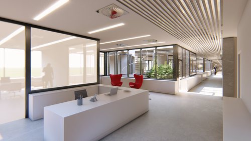 Imagen de la recepción de la sede de Netflix en España