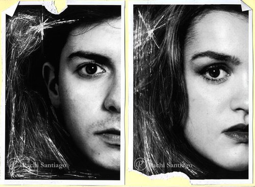 Mitad del rostro de Alfred y mitad del rostro de Amaia en "El alma de Almaia"