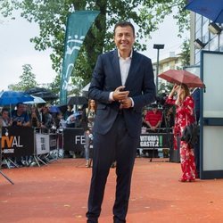 Manu Sánchez, presentador de 'Antena 3 Deportes', en la alfombra naranja del FesTVal 2018