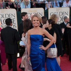 Jennifer Morrison con un vestido azul 
