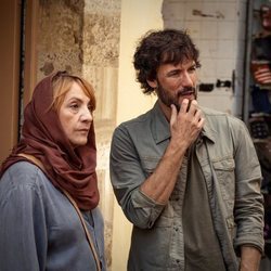 Blanca Portillo y Daniel Grao rodando 'Promesas de arena' en Túnez