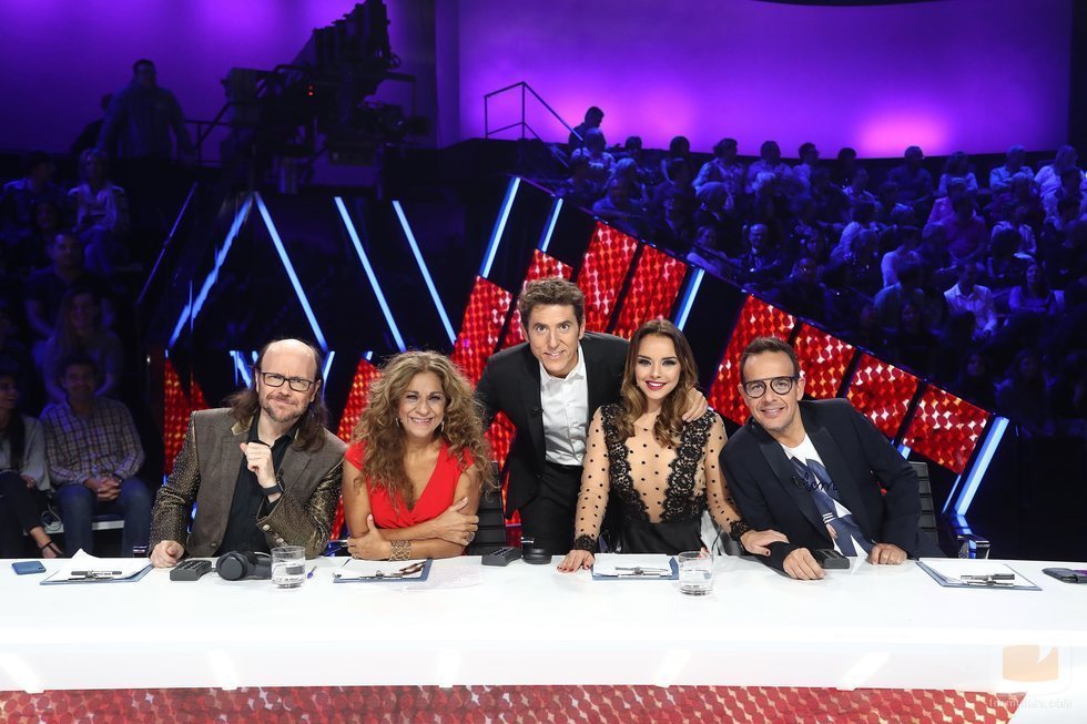 Manel Fuentes junto al jurado de 'Tu cara me suena' en la gala 5