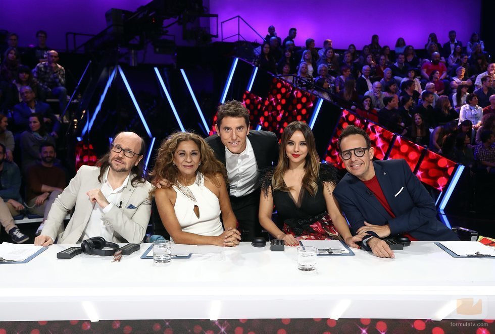 El jurado de 'Tu cara me suena' y Manel Fuentes en la Gala 7