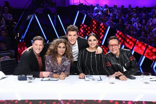 El jurado y el presentador de 'Tu cara me suena' en la novena gala del concurso