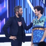 Roberto Leal con Miki tras ser expulsado en la Gala 12 de 'OT 2018'
