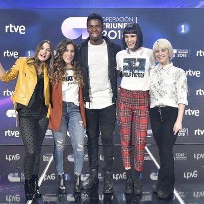 Los finalistas de 'OT 2018' posando en la rueda de prensa tras la final