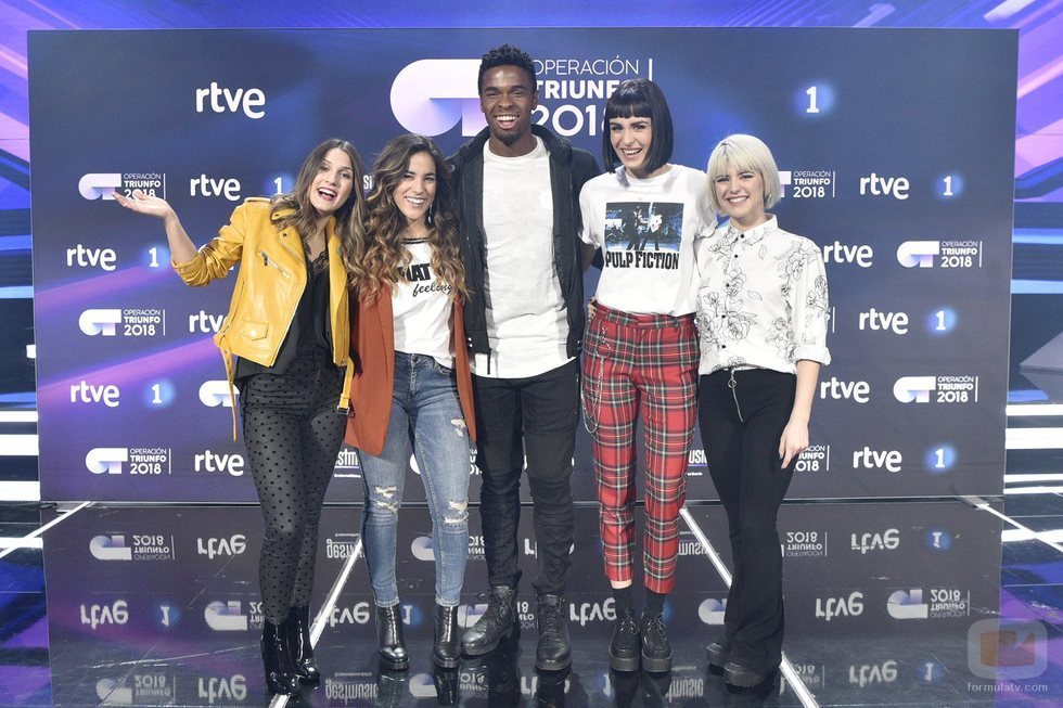 Los finalistas de 'OT 2018' posando en la rueda de prensa tras la final