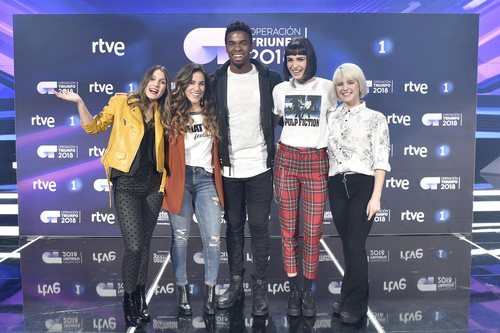 Los finalistas de 'OT 2018' posando en la rueda de prensa tras la final