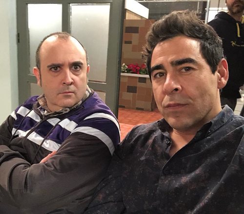 Pablo Chiapella y Carlos Areces, en el rodaje de la temporada 12 de 'La que se avecina'