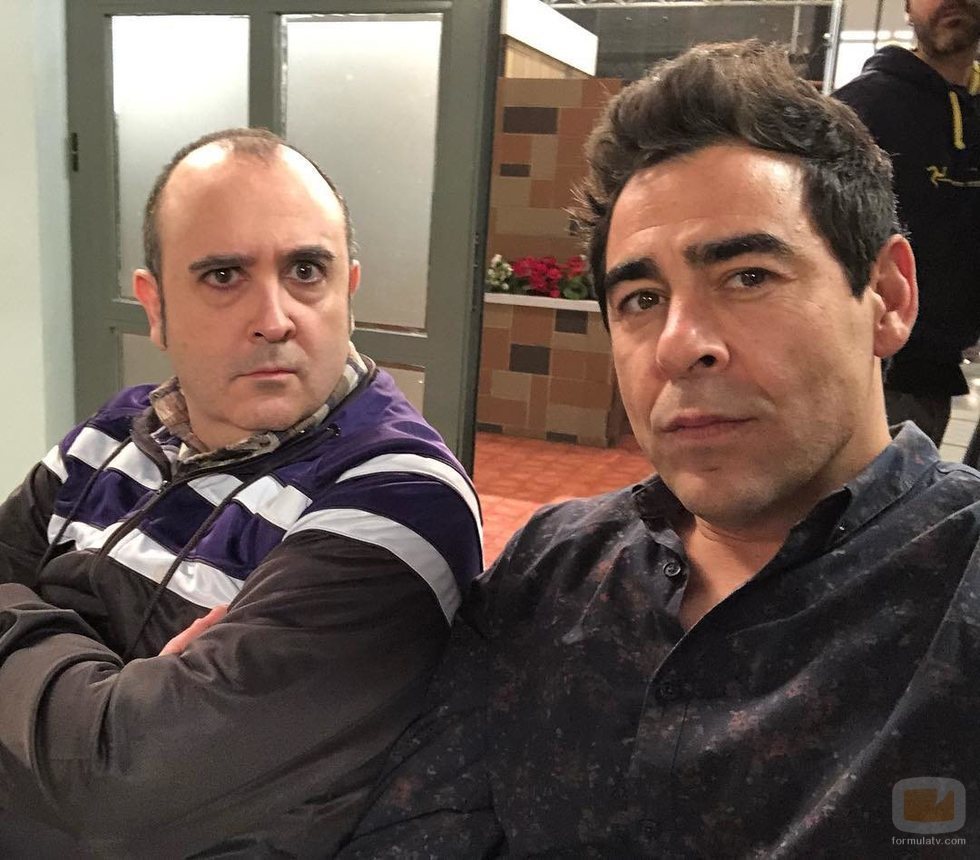 Pablo Chiapella y Carlos Areces, en el rodaje de la temporada 12 de 'La que se avecina'