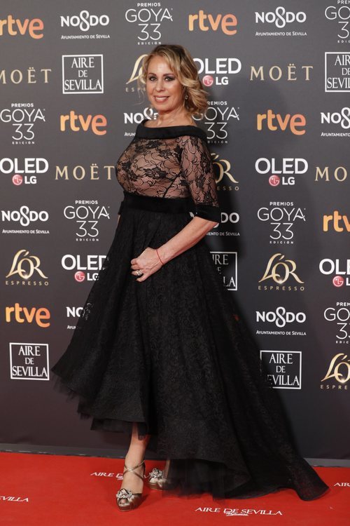 Miriam Díaz-Aroca en la alfombra roja de los Premios Goya 2019