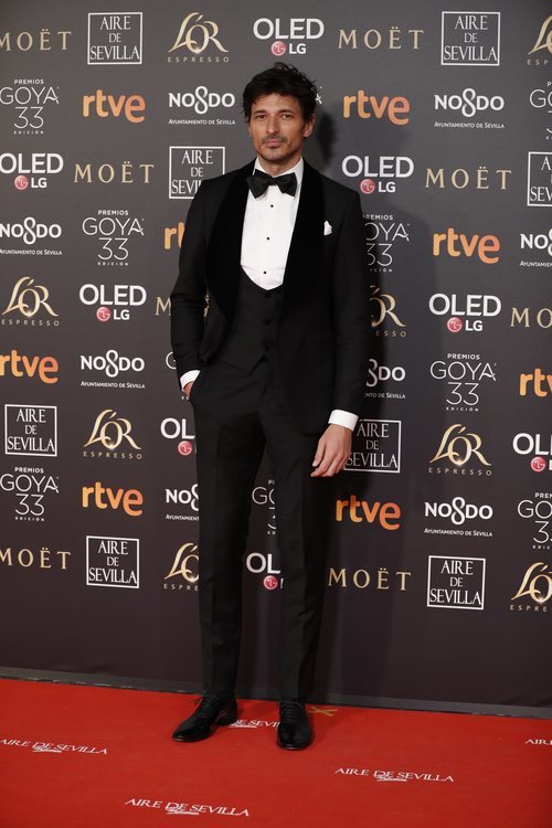 Andrés Velencoso posa en la alfombra roja de los Premios Goya 2019