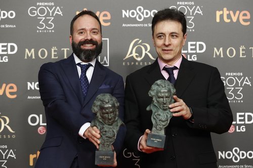 Roberto Fernández y Alfonso Raposo con su Goya 2019 a Mejor sonido por "El reino"