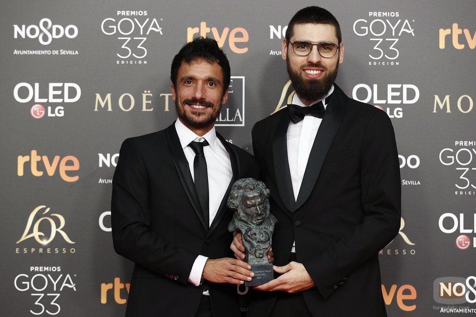 Julio Pérez del Campo y Carlos Bover con su Goya 2019 a Mejor corto documental por "Gaza"