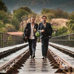 Isak Férriz y Daniel Grao en el rodaje de la segunda temporada de 'Gigantes'