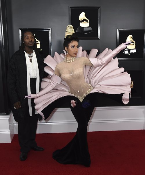 Cardi B y Offset, en la alfombra roja de los Premios Grammy 2019