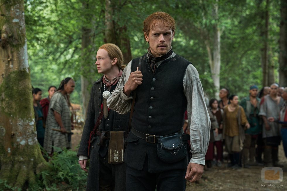 Sam Heughan y John Bell en la cuarta temporada de 'Outlander'