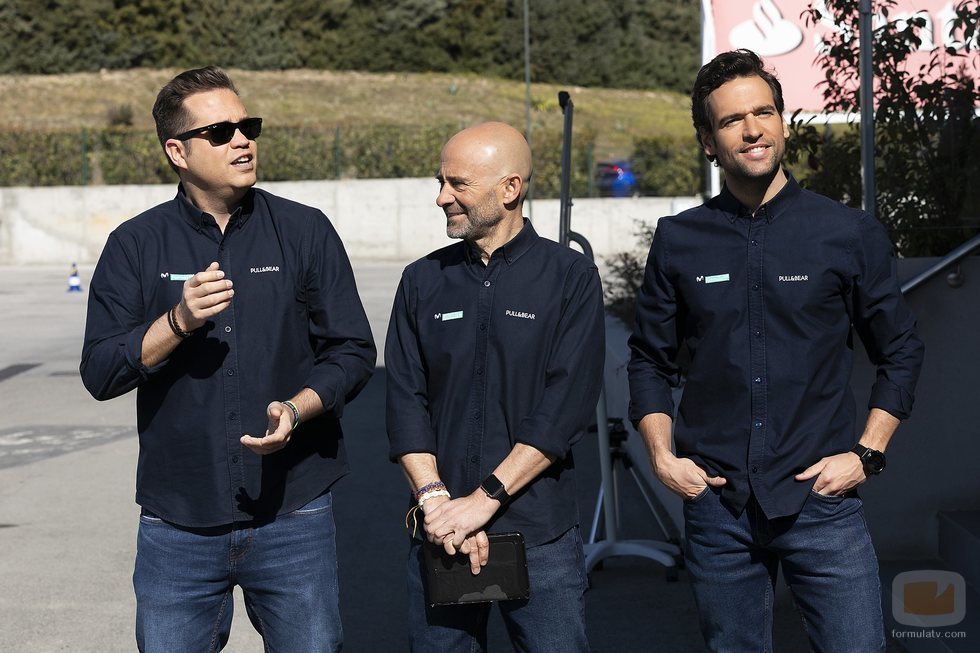 Iñaki Cano, Antonio Lobato y Roldán Rodríguez en la presentación de la temporada 2019 de Fórmula 1 en Movistar F1