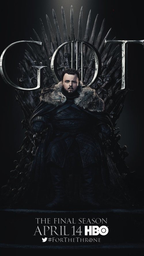 Póster individual de Samwell Tarly para la octava temporada de 'Juego de Tronos'