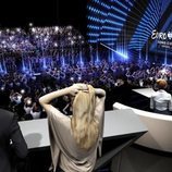 Vista lateral del escenario de Eurovisión 2019 desde la Green Room