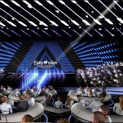 Vista frontal del escenario de Eurovisión 2019 desde la Green Room 