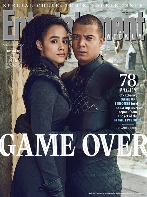 Nathalie Emmanuel y Jacob Anderson como Missandei y Gusano Gris de 'Juego de Tronos' para la revista EW