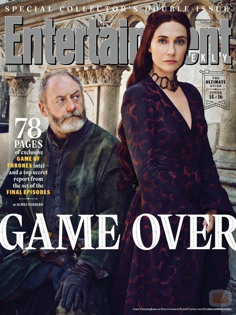 Liam Cunningham y Carice van Houten como Davos Seaworth y Melisandre de 'Juego de Tronos' para EW