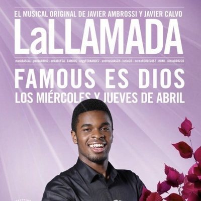Cartel que anuncia la participación de Famous como Dios en "La llamada"