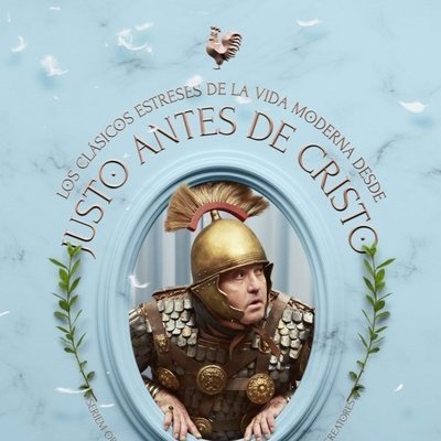 Eduardo Antuña como Antonino en un póster de 'Justo antes de Cristo'