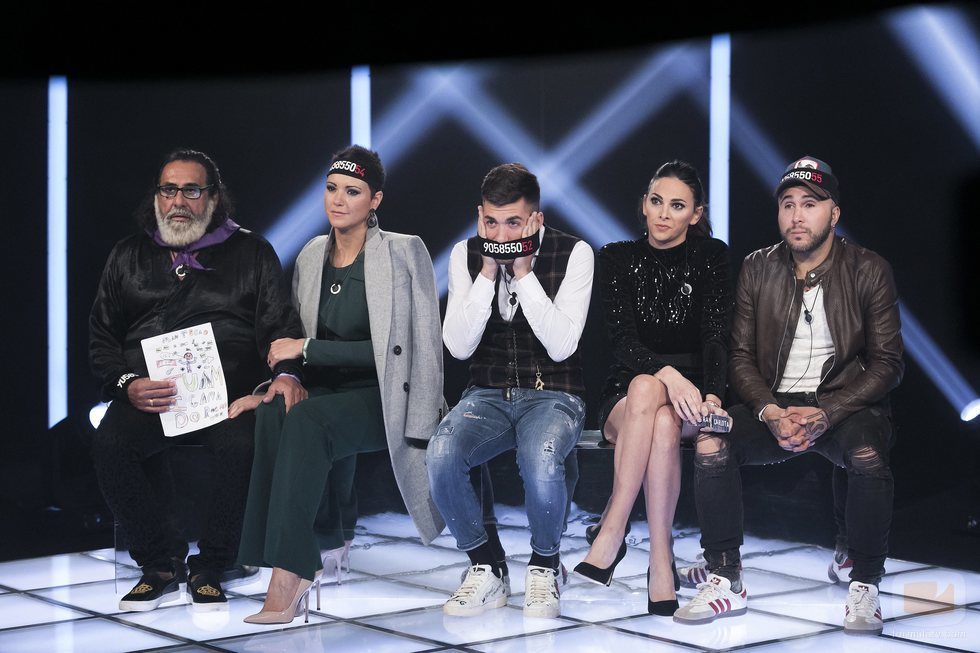 Kiko Rivera, Irene Rosales, María Jesús, Juanmi  y Alejandro Albalá en la Gala 14 de 'GH Dúo'