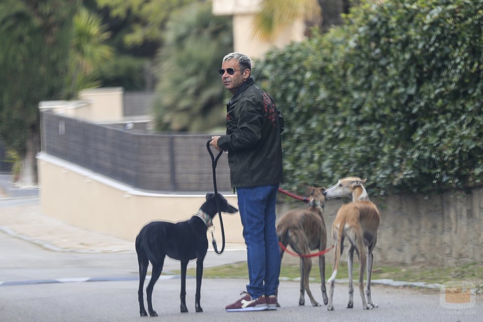 Jorge Javier Vázquez pasea a sus galgos durante su baja médica