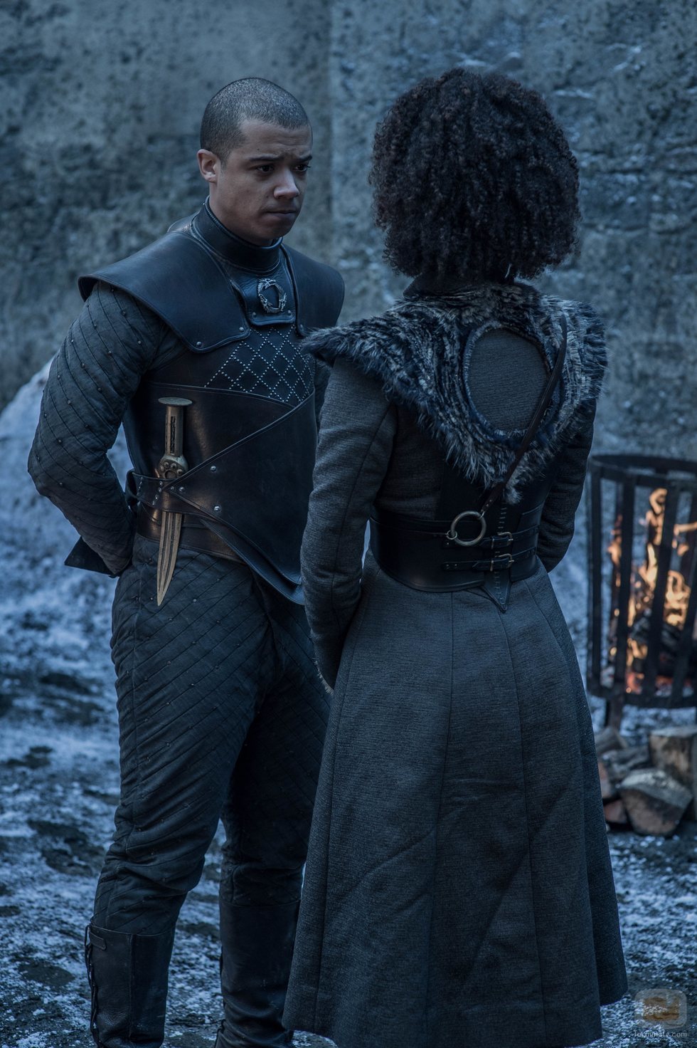 Missandei y Gusano Gris conversan en Invernalia en el 8x02 de 'Juego de Tronos'