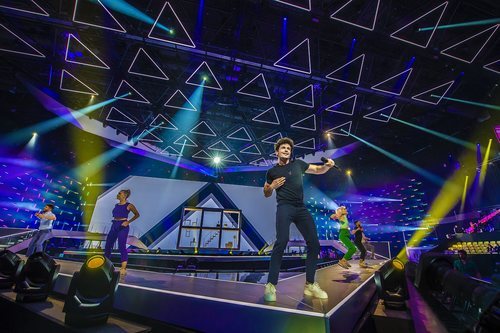 Miki Núñez y su equipo de bailarines, en su primer ensayo para Eurovisión 2019