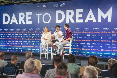 Primer encuentro de Miki Núñez con los medios internacionales del Festival de Eurovisión 2019