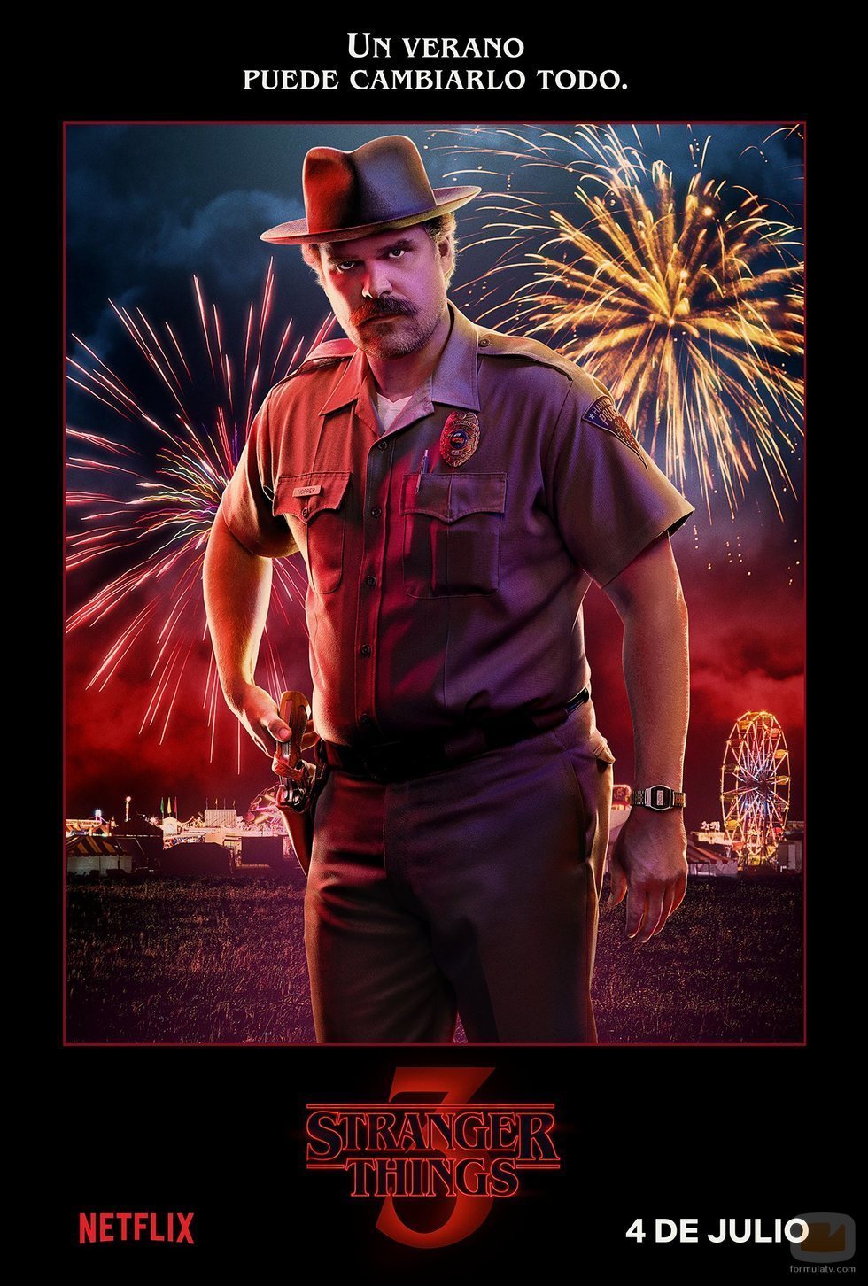 Póster individual de Jim Hopper para la tercera temporada de 'Stranger Things'