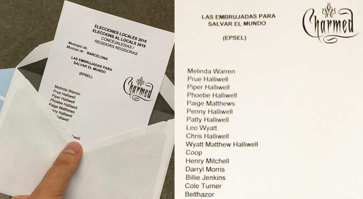 Papeleta de 'Embrujadas' para las elecciones municipales de Barcelona