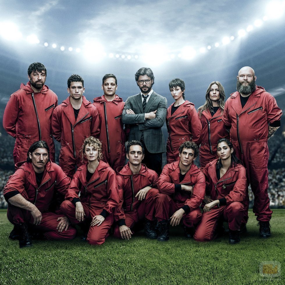 La banda del Profesor de 'La Casa de Papel' como un equipo de fútbol