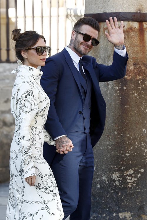 Victoria y David Beckham en la boda de Pilar Rubio y Sergio Ramos
