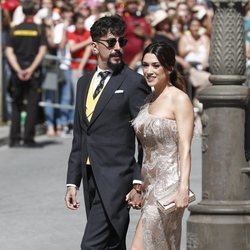 Jorge Marrón Martín junto a su novia Arancha Morales en la boda de Pilar Rubio y Sergio Ramos