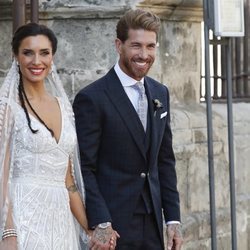 Sergio Ramos y Pilar Rubio, posan juntos en su boda